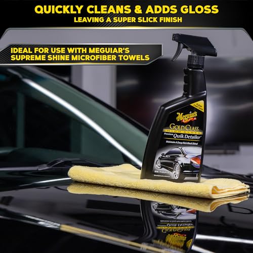 Meguiar's Gold Class High Gloss Premium Quik Detailer, High Lubricity Automotive Quick Detailer Spray that Preserves Wax and Leaves a Deep Dark Shine, 24 Oz Spray Bottle