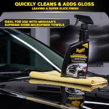 Meguiar's Gold Class High Gloss Premium Quik Detailer, High Lubricity Automotive Quick Detailer Spray that Preserves Wax and Leaves a Deep Dark Shine, 24 Oz Spray Bottle