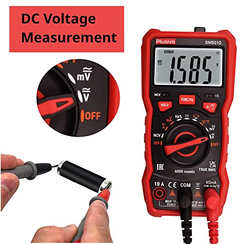 Multimeter 6000 Counts Digital Multimeter Auto Ranging TRMS AC DC Voltmeter Ohm Volt Amp NCV Diode Tester; Measures Voltage Current Resistance Temperature Frequency Buzzer with Test Leads, Probes
