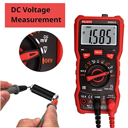 Multimeter 6000 Counts Digital Multimeter Auto Ranging TRMS AC DC Voltmeter Ohm Volt Amp NCV Diode Tester; Measures Voltage Current Resistance Temperature Frequency Buzzer with Test Leads, Probes