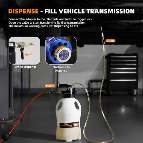 FOUR UNCLES 10L Pneumatic Transmission Fluid Pump with ATF Adapters - size: 10L