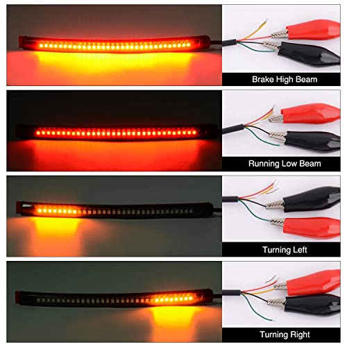 Nilight 32LED 8" Flexible License Plate Light Strip Rear Taillight - color: Amber Red