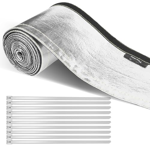 Heat Shroud Sleeve Aluminized Hose Wrap with Hook & Loop Closure, High-Temperature Wire and Hose Protection 1-1/4" I.D. x 10FT - size: 1-1/4" I.D. x 10FT