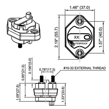 T3 15 Amp Panel Mount Circuit Breaker 32V DC - color: Panel Mount, size: 15A