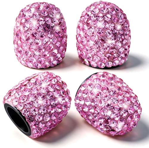 4PCS Bling Crystal Diamond Tire Stem Valve Caps, Dustproof Car Wheel Tire Valve Caps Universal Tire Valve Stem Covers for Cars, SUV, Trucks, Bikes, Motorcycles, Bicycles (Pink) - color: Pink, size: 4 pcs