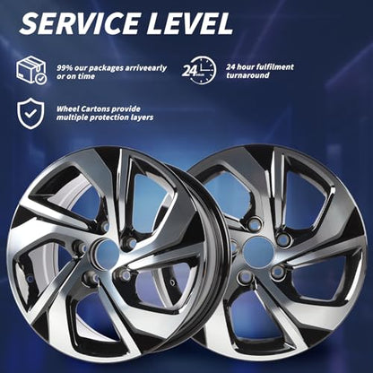New Single 16x7 Inch 16 Inch 16" Aluminum Alloy Wheel Rim Fits For 2016 2017 Honda Accord, OE Direct Fit Replacement Rim, Machined Black, 64078