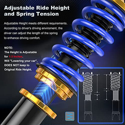 MOSTPLUS Coilovers Struts Compatible for 2003 2004 2005 2006 2007 2008 Toyota Corolla E120 E130/2003-2008 Matrix Adjustable Lowering Suspension (Set of 4) - size: 2003-2008 Toyota Corolla