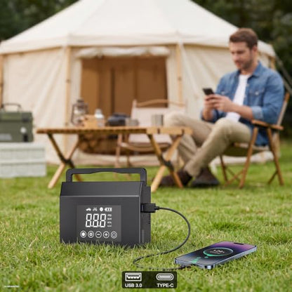 Tire Inflator Portable Air Compressor 150PSI, Jump Starter for All Gas/8.0L Diesel 4000A & 12V DC, Road Trip Essentials for Men and Women