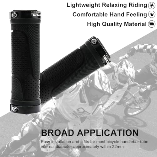 TOPCABIN Bike Handlebar Grips,Short Mini Bicycle Handlebar Grips Two-Color Rubber Bike Grips Fit Many Standard Bikes 2PCS 90MM Length - color: Aluminum Double Lock - Black - 90mm