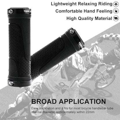 TOPCABIN Bike Handlebar Grips,Short Mini Bicycle Handlebar Grips Two-Color Rubber Bike Grips Fit Many Standard Bikes 2PCS 90MM Length - color: Aluminum Double Lock - Black - 90mm