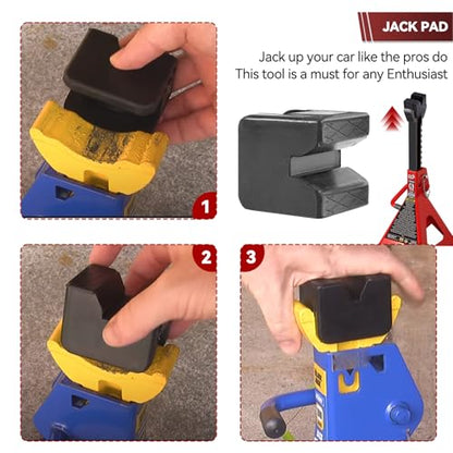 Car Jack Stand Pad Rubber Universal Lift Pads Slotted Floor Adapter Repair Tool Frame Rail Pinch Weld Lifting Support Protector 3 Ton - size: 3Ton & 2Pcs