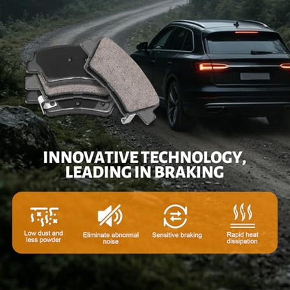 Ceramic Rear Brake Pads Set Compatible with Hyundai Accent/Elantra/Elantra GT/Elantra Coupe/Sonata/Veloster;Kia Cadenza/Forte Koup/Soul/Optima/Forte/Forte5/Rio/Soul EV (D1544) - color: HZ1544