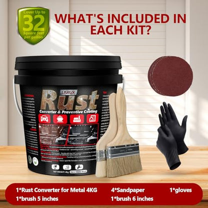 Rust Converter & Metal Primer, 141 Fl Oz Black Rust Inhibitor Paint for Metal, Automotive Rust Reformer, Industrial Grade Water Based, Heat Resistance & UV Resistant - size: Black-141 FL OZ