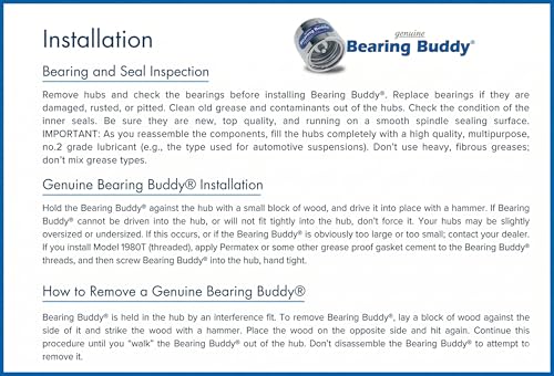 Bearing Buddy Model 2047 Stainless Steel Wheel Bearing Protectors w/ 19Bra