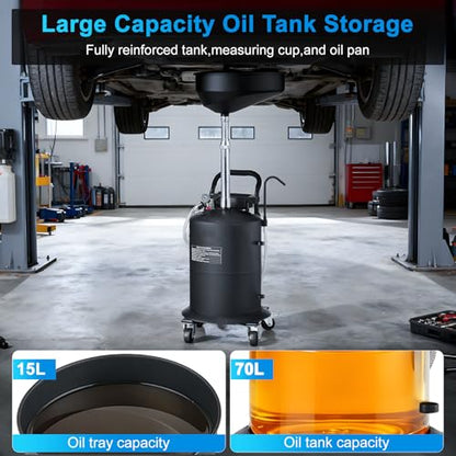Oil Drain Extractor 18.5 Gallon Wheeled and Adjustable Height Funnel - size: 5702-B