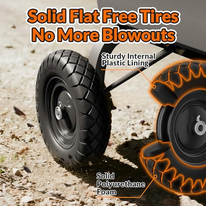 RONPOW 4.80/4.00-8 Flat Free Wheelbarrow Tire and Wheel, 16" Black 2-Pack