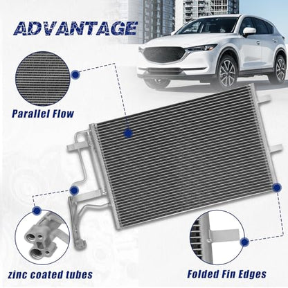 Air Conditioning A/C Condenser Compatible with Mazda 3# 3094, CN3094PFC, BPYK6148Z, BP4K61480D, BP4K61480B - size: OE:3094, BPYK6148Z, BP4K61480D, BP4K61480B
