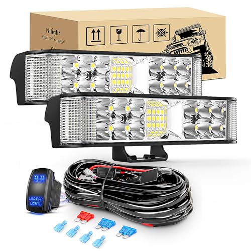 Nilight Side Shooter LED Lights 2PCS 6.5 Inch with Wiring Kit for Truck SUV - color: 60W Side Shooter Light + Wiring Harness