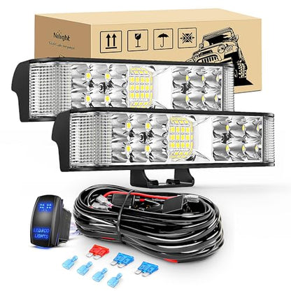 Nilight Side Shooter LED Lights 2PCS 6.5 Inch with Wiring Kit for Truck SUV - color: 60W Side Shooter Light + Wiring Harness