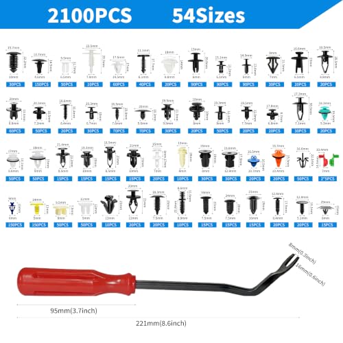 2401 PCS Car Retainer Clips 54Sizes Car Panel Trim Clips Kits Nylon Auto Push Pin Rivets Set for Ford GM Toyota Honda Chrysler BMW Benz Nissan Subaru Mazda Chevy GMC - size: 2401 Pcs
