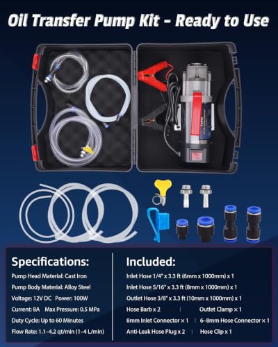 Oil Extractor Pump 12V 100W, Thick Oil Change Pump for Engine Oil, Gear Oil