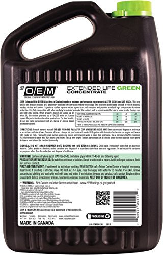 Recochem OEM 86-374GROEM Green Premium Antifreeze Concentrate Extended Life GREEN, 1 gallon, 1 Pack - color: Green, style: Concentrate
