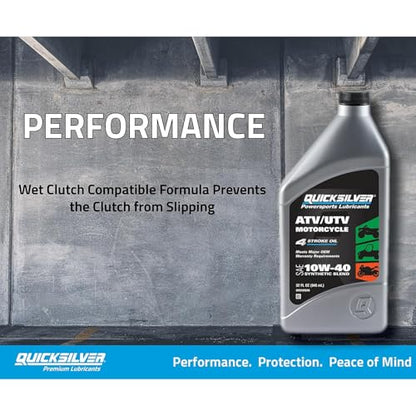 Quicksilver 10W-40 Synthetic Blend ATV, UTV, Motorcycle Oil, 1 Quart