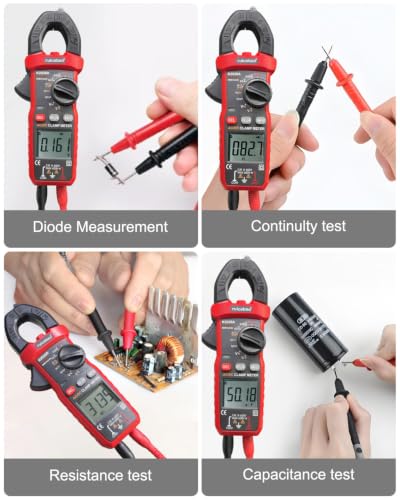Digital Clamp Meter, 6000 Counts, Measures High AC/DC Current 600A, 600V AC/DC Voltage, Multimeter, Voltage Meter, Backlit Display, Amp Meter, Electrician Tools, with Alligator Clips