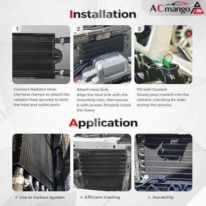 8 Pass Ultra-Cool Tube and Fin Transmission Cooler - color: Black, size: 8-pass