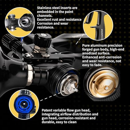 Automotive Refinishing Spray Gun PHS-135 Middle Pressure 1.3mm Nozzle Paint Spray Gun, Black - color: PHS-135-1.3-BK