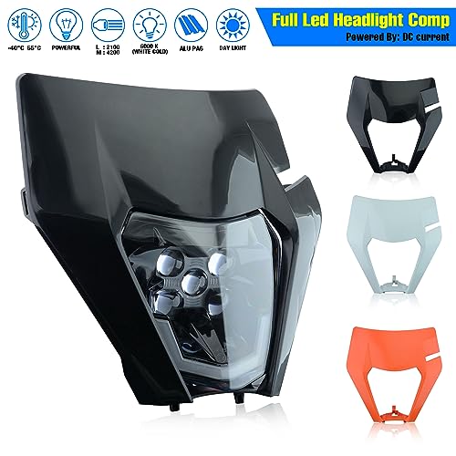 Headlight Head Lamp Light Fairing Mask Day Running Light For ATV Scooters Dirt Pit Bike Enduro (Black+Red DRL) - color: Black Red DRL