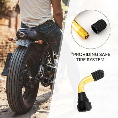 2-Pcs PVR50 Valve Stem Bent 90 Degree Angled, Brass Stem, Snap-in Rubber Base, Compatible with Most Tubeless Tire Rim, Motorcycle Scooter ATV (Applicable Diameter 8.8mm)