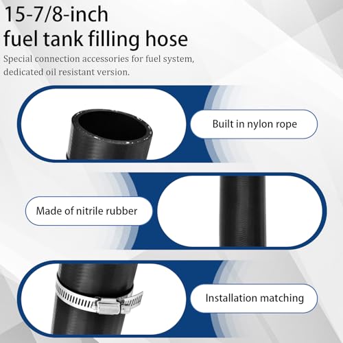 1 3/8 inch Fuel Filler Neck Hose With 4 Clamps, 15 7/8" Length Reinforced Gas Tank Hose (Straight, 1.375" ID) - size: 1.375" ID, style: Straight