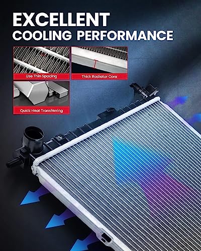 KAX Radiator, 1826 OE Style Bolt-On Aluminum Core Radiator Replacement Blazer, Sonoma, S10, Jimmy, Hombre, 26-1/4“W, 15“H, 1-5/16“Inlet, 1-9/16 “Outlet - size: 1996-2005 Blazer,1996-2004 S10, 1996-2001 Jimmy