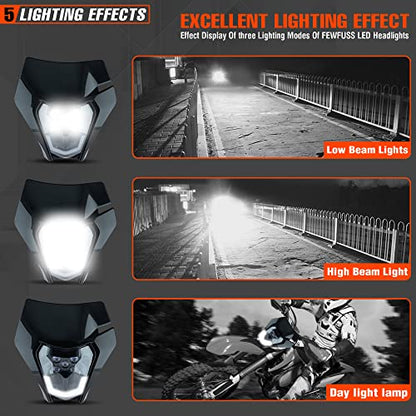 Dirt Bike Led Headlight Motorcycle 2020-2022 Enduro Headlight Kit for EXC EXCF SX SXF XC XCF XCW XCFW (Black-Dual 5) - color: Black-Dual 5