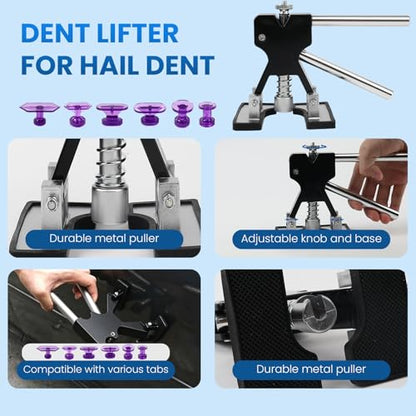 Paintless Dent Repair Kit, 154PCS Dent Puller kit,Dent Removal Tools with Metal Dent Lifter, Bridge Puller, T-Slide Hammer PDR Kit for Car Dent Repair, dings, creases and Hail Damag