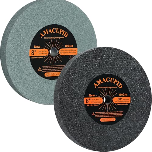 Bench Grinding Wheel and Deburring Buffing Wheel, 8 inch. for Sharpening Polishing Carbide and Stainless Steel Tools. for Grinder Polishing Machine. Silicon Carbide Abrasive. 5/8 Inch Arbor