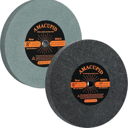 Bench Grinding Wheel and Deburring Buffing Wheel, 8 inch. for Sharpening Polishing Carbide and Stainless Steel Tools. for Grinder Polishing Machine. Silicon Carbide Abrasive. 5/8 Inch Arbor