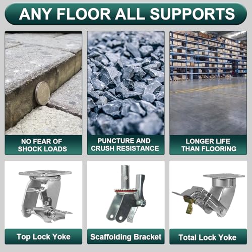 3" x 2" Industrial Casters, Steel Cast Iron Wheel - Heavy Duty Caster -Set of 4 Caster with 3200 lbs Capacity, Roller Bearing-1/2 Bore, Replacement Wheel for Platform Trucks(4 Pack) - style: 3"×2"