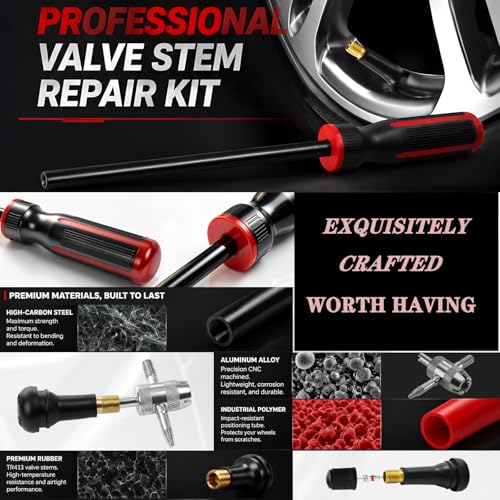 36PCS Heavy-Duty Metal Hook Valve Stem Tool Kit - No Tire Removal, Quick Leaky Valve Replacement, Longer Puller for Pressure Check - Durable for Cars, Motorcycles, ATVs