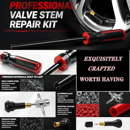 36PCS Heavy-Duty Metal Hook Valve Stem Tool Kit - No Tire Removal, Quick Leaky Valve Replacement, Longer Puller for Pressure Check - Durable for Cars, Motorcycles, ATVs