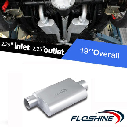 Universal Mufflers Dual Chamber 2.25" offset inlet (ID) 2.25" center outlet (ID) Performance Automotive Muffler Exhaust FH42441 - size: 2.25"