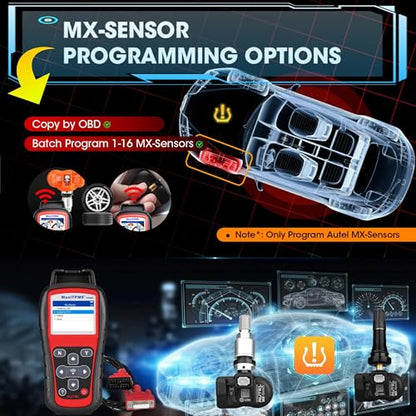 Autel MaxiTPMS TS508WF Kit, TPMS Programming Tool& 8 Rubber Valve MX-Sensor