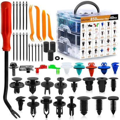 Car Push Retainer Clips Plastic Rivets 910PCS Bumper Clips Door Panel Trim Clip 24 Most Popular Sizes Car Body Fasteners Kit with 15 Cable Ties Fastener Remover for GM Ford Toyota Honda Chrysler Acura - size: 910PCS