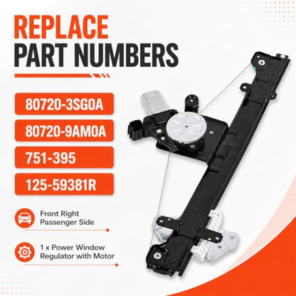 Power Window Regulator w/Motor Compatible with Sentra 2013-2019 - style: Front Passenger Side