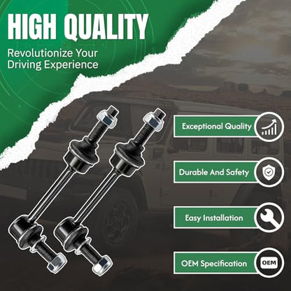 2PCS Front Stabilizer Sway Bar End Links Compatible With Fit for Ram 2014 2015 2016 2017 2018 2019 2020 2021 2022 Ram 2500, 2013 2014 2015 Ram 3500, 2014-2022 Ram 3500 RWD #OE ‎‎K750889 - size: K750889 X2