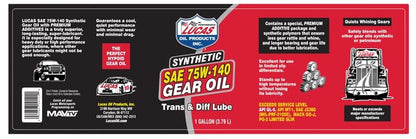 Lucas Oil 10122 75 W-140 Synthetic Motor Lube, Case of 4 - size: 1 Gallon (128 Ounces), style: 1 Gallon