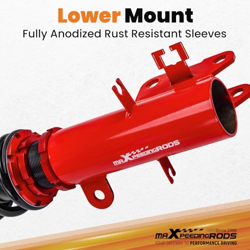 maXpeedingrods Coilovers for Nissan Altima Sedan L32 2007-2012, Altima Coupe D32 2008-2013, for Nissan Maxima Sedan A35 2009-2014, Height Adjustable Coilover Suspension Lowering Kit Red