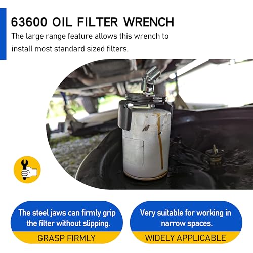 63600 Oil Filter Wrench - 2 1/2" to 3 1/8" Adjustable Range for Car Filters