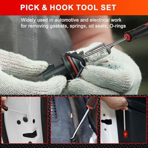 13 PCS Precision Pick and Hook Tool Set & Clip Removal Tool Fastener Red - color: Red, size: 13 PCS